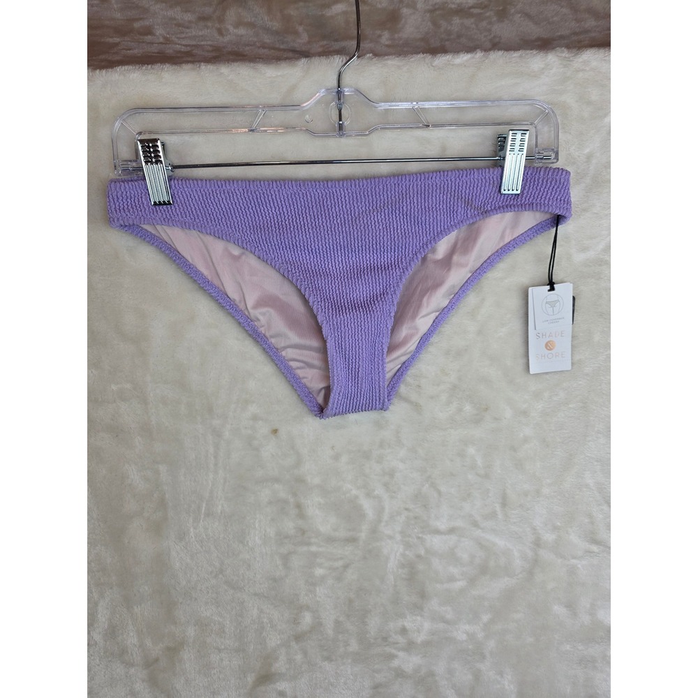 Shade & Shore Light Purple Textured Cheeky Bikini Bottom Small NEW AGC06